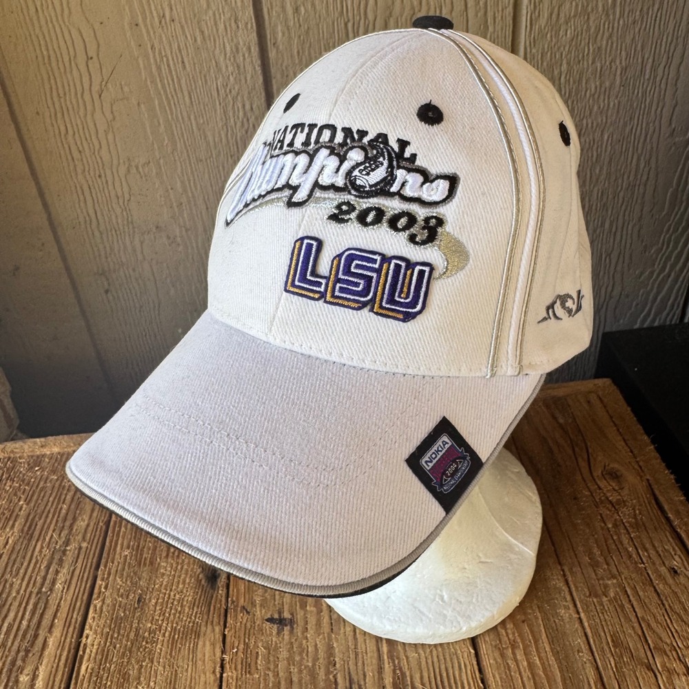LSU Tigers 2003 National Champions Hat Nokia Sugar Bowl 2004 White Cap Mens